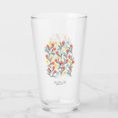 Levendig Tulp Patroon Bloemen Design op Wit Glas (Achterkant)