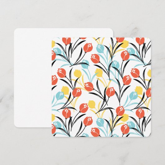 Levendig Tulp Patroon Bloemen Design op Wit Kaart (Voorkant / Achterkant)