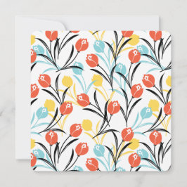 Levendig Tulp Patroon Bloemen Design op Wit Kaart