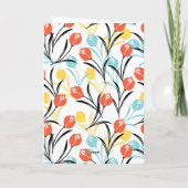 Levendig Tulp Patroon Bloemen Design op Wit Kaart (Achterkant)