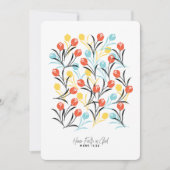 Levendig Tulp Patroon Bloemen Design op Wit Kaart (Voorkant)