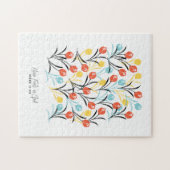 Levendig Tulp Patroon Bloemen Design op Wit Legpuzzel (Horizontaal)