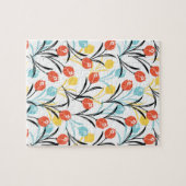 Levendig Tulp Patroon Bloemen Design op Wit Legpuzzel (Horizontaal)