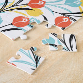 Levendig Tulp Patroon Bloemen Design op Wit Legpuzzel (Zijkant)