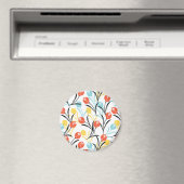 Levendig Tulp Patroon Bloemen Design op Wit Magneet (Insitu (Vaatwasser))