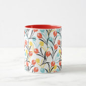 Levendig Tulp Patroon Bloemen Design op Wit Mok (Midden)