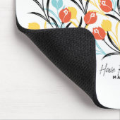 Levendig Tulp Patroon Bloemen Design op Wit Muismat (Hoek)