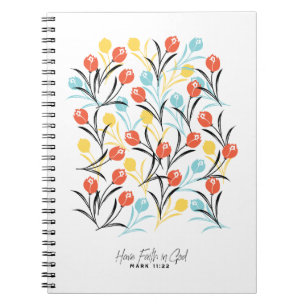 Levendig Tulp Patroon Bloemen Design op Wit Notitieboek
