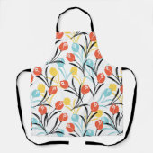 Levendig Tulp Patroon Bloemen Design op Wit Schort (Voorkant)