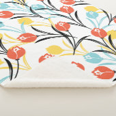 Levendig Tulp Patroon Bloemen Design op Wit Sherpa Deken (3/4)
