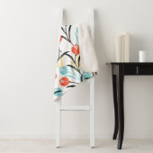 Levendig Tulp Patroon Bloemen Design op Wit Sherpa Deken (In situ)