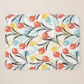Levendig Tulp Patroon Bloemen Design op Wit Sherpa Deken (Voorkant (horizontaal))