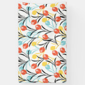 Levendig Tulp Patroon Bloemen Design op Wit Spandoek (Verticaal)