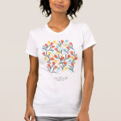 Levendig Tulp Patroon Bloemen Design op Wit T-shirt (Voorkant)