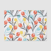 Levendig Tulp Patroon Bloemen Design op Wit Tissuepapier (Voorkant)