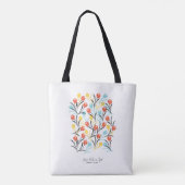 Levendig Tulp Patroon Bloemen Design op Wit Tote Bag (Achterkant)