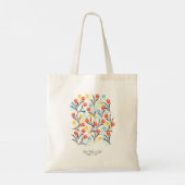 Levendig Tulp Patroon Bloemen Design op Wit Tote Bag (Achterkant)