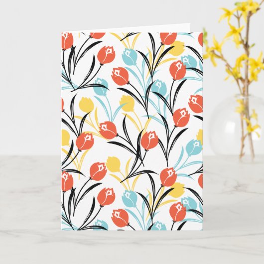 Levendig tulp patroon bloemendesign op wit kaart (Gele Bloem)
