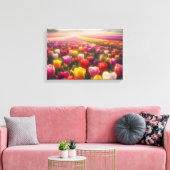 Levendig tulpenveld in volle bloei canvas afdruk (Insitu (Woonkamer))