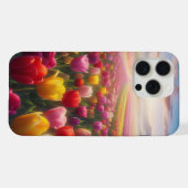 Levendig tulpenveld in volle bloei iPhone hoesje (Achterkant horizontaal)