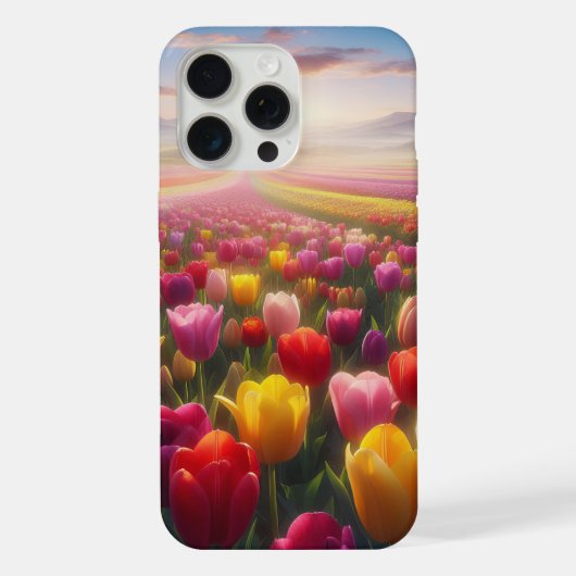 Levendig tulpenveld in volle bloei iPhone hoesje (Achterkant)