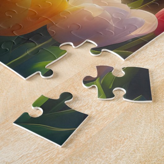 Levendig tulpenveld in volle bloei legpuzzel (Zijkant)