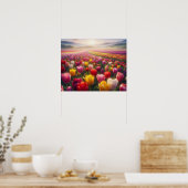 Levendig tulpenveld in volle bloei poster (Keuken)