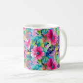 Levendig Turquoise Bloem Koffiemok (Voorkant rechts)