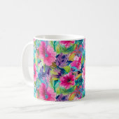 Levendig Turquoise Bloem Koffiemok (Voorkant links)