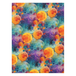 Levendig Turquoise Paarse Oranje Fractale Kunstpat Tafelkleed