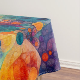 Levendig Turquoise Paarse Oranje Fractale Kunstpat Tafelkleed