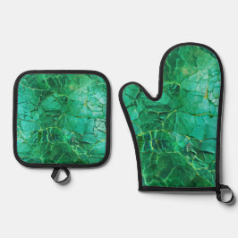 Levendig turquoise textuur patroon ovenwant & pannenlap set