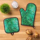 Levendig turquoise textuur patroon ovenwant & pannenlap set (Top down)