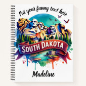 Levendig uitzicht van Mount Rushmore, SD Notitieboek (Voorkant)
