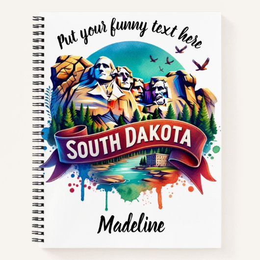 Levendig uitzicht van Mount Rushmore, SD Notitieboek (Voorkant)