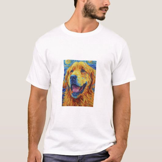 Levendig Van Gogh Geïnspireerd Hond Uni-Geslacht T T-shirt (Voorkant)