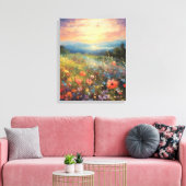 Levendig Veelkleurig Impressionistisch Bloemenveld Canvas Afdruk (Insitu (Woonkamer))