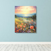 Levendig Veelkleurig Impressionistisch Bloemenveld Canvas Afdruk (Insitu (Houten vloer))