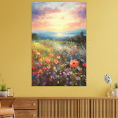Levendig Veelkleurig Impressionistisch Bloemenveld Canvas Afdruk (Insitu (Woonkamer))