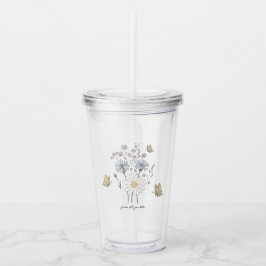 Levendig veld met wilde bloemen acryl drinkbeker