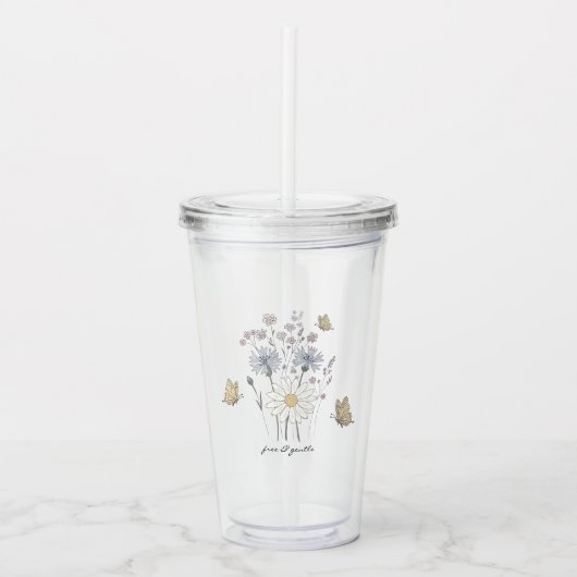 Levendig veld met wilde bloemen acryl drinkbeker (Voorkant)
