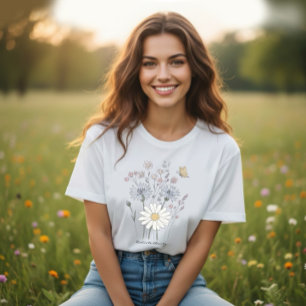 Levendig veld met wilde bloemen grote maat t-shirt