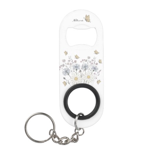 Levendig veld met wilde bloemen mini flessenopener (Voorkant)
