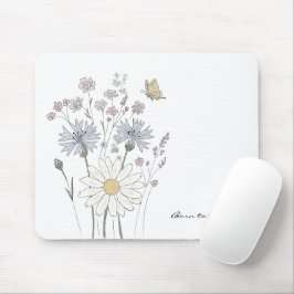 Levendig veld met wilde bloemen muismat