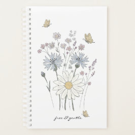 Levendig veld met wilde bloemen planner