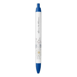 Levendig veld met wilde bloemen zwarte inkt pen