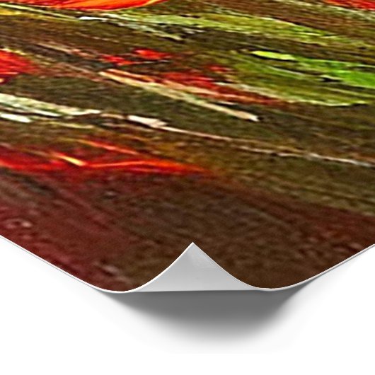 Levendig veld van bloeiende rode papavers poster (Hoek)