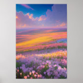 Levendig veld van kleurrijke bloemen poster (Voorkant)