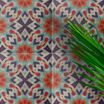 Levendig verdrietig Aztec motieven geometrisch pat Tegeltje<br><div class="desc">Deze keramische tegel heeft een boeiend geometrisch ontwerp dat de ingewikkelde kunst van de traditionele Azteekse of Maya-patronen weerspiegelt. De grafische stijl wordt gekenmerkt door zijn symmetrische en hoekige vormen, waardoor een gedurfde en dynamische visuele aantrekkingskracht wordt gecreëerd. Het rijke kleurenpalet heeft levendige tinten van rood, blauw en blauwgroen, die...</div>