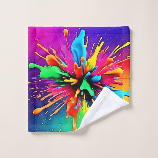 Levendig Verfexplosie-ontwerp Bad Handdoek (Wasdoekje)